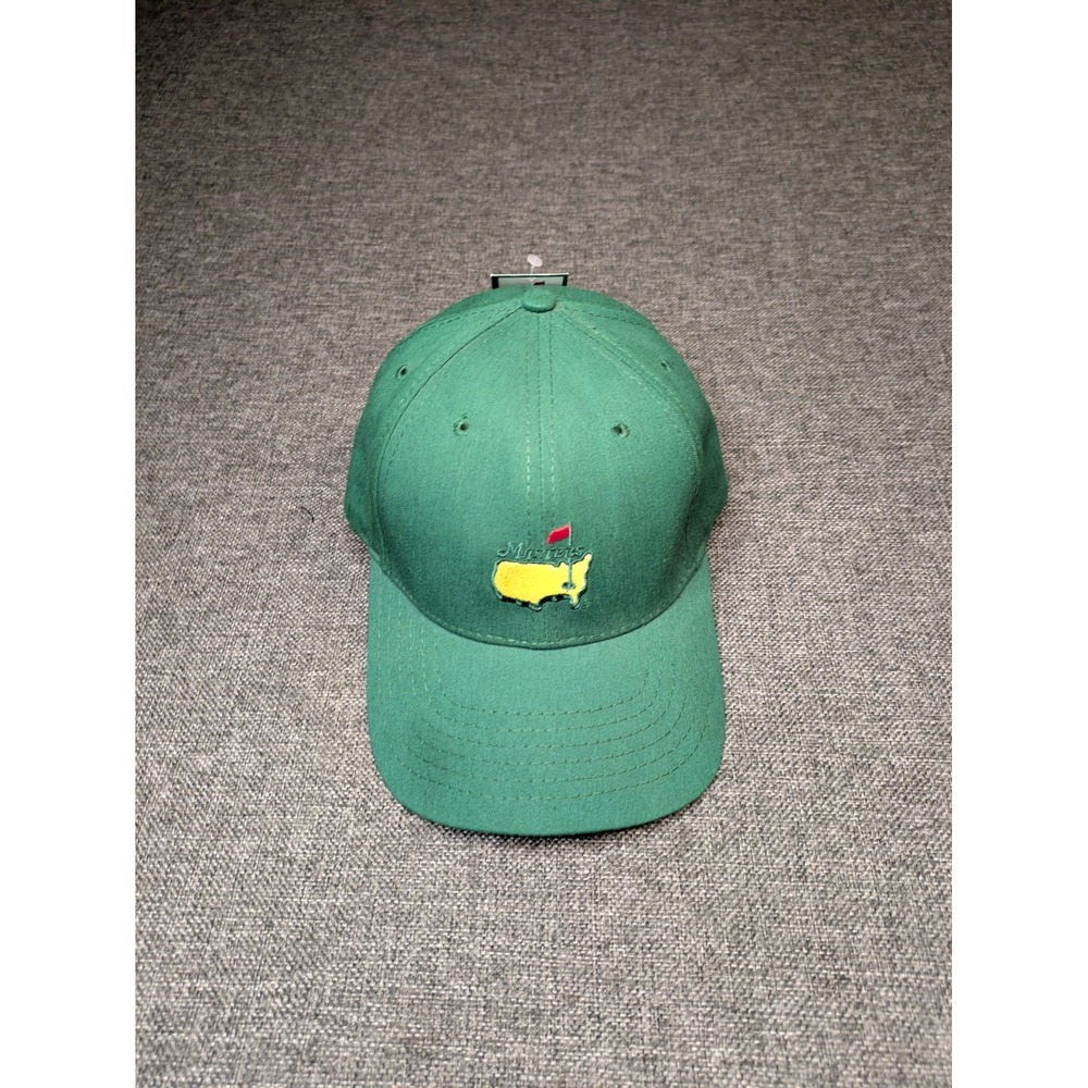 Masters Logo Green Tech Men's Green Golf Hat Augusta Leather Strapback Sport Cap